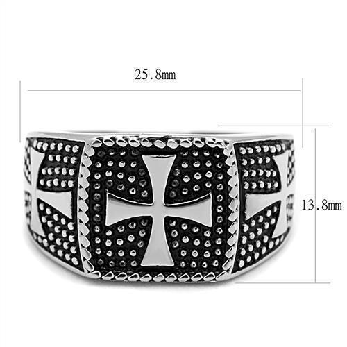 Anillo Color Plata Para Hombres de Acero Inoxidable Tres Cruzes - Jewelry Store by Erik Rayo
