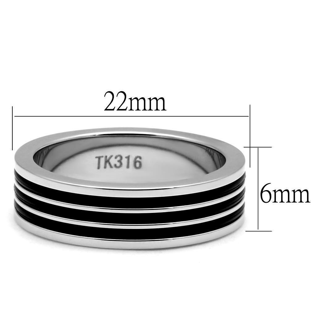 Anillo Color Plata Para Hombres de Acero Inoxidable Tres Lineas Negras - Jewelry Store by Erik Rayo