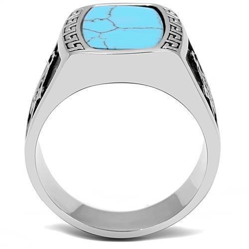Anillo Color Plata Para Hombres de Acero Inoxidable Turquesa con Mason - Jewelry Store by Erik Rayo