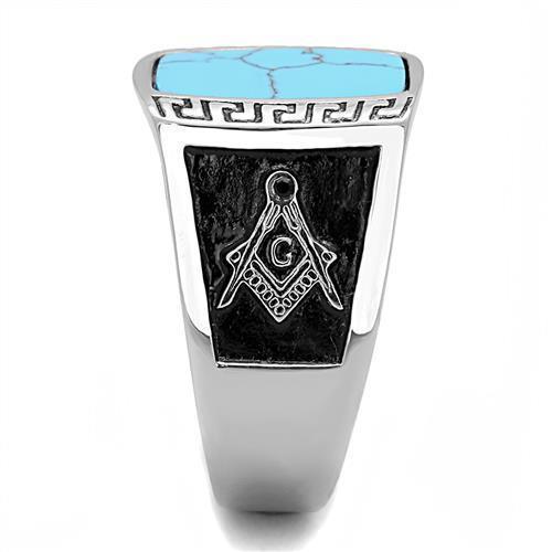 Anillo Color Plata Para Hombres de Acero Inoxidable Turquesa con Mason - Jewelry Store by Erik Rayo