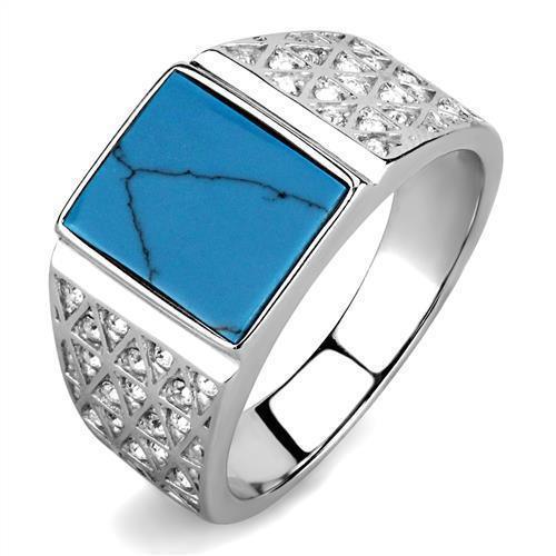 Anillo Color Plata Para Hombres de Acero Inoxidable Turquesa - Jewelry Store by Erik Rayo