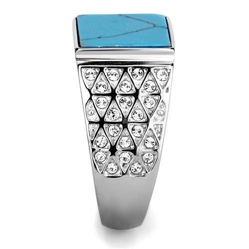Anillo Color Plata Para Hombres de Acero Inoxidable Turquesa - Jewelry Store by Erik Rayo