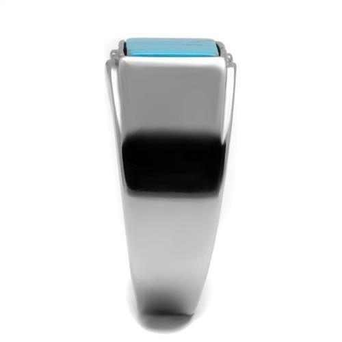 Anillo Color Plata Para Hombres de Acero Inoxidable Turquesa Rectangular Simple - Jewelry Store by Erik Rayo