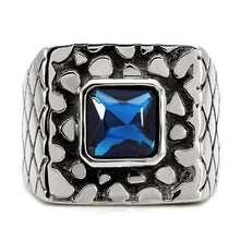 Load image into Gallery viewer, Anillo Color Plata Para Hombres y Ninos de Acero Inoxidable Zafiro Rectangular en Pepita - Jewelry Store by Erik Rayo
