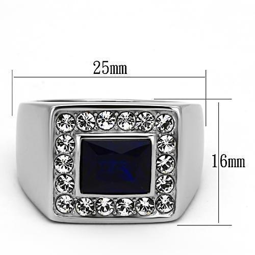 Anillo Color Plata Para Hombres de Acero Inoxidable Zafiro Rectangular - Jewelry Store by Erik Rayo