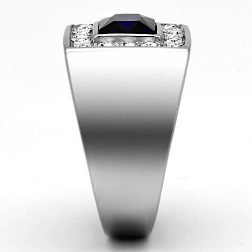 Anillo Color Plata Para Hombres de Acero Inoxidable Zafiro Rectangular - Jewelry Store by Erik Rayo