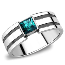 Load image into Gallery viewer, Anillo Color Plata Para Hombres y Ninos de Acero Inoxidable Zirconia Azul - Jewelry Store by Erik Rayo
