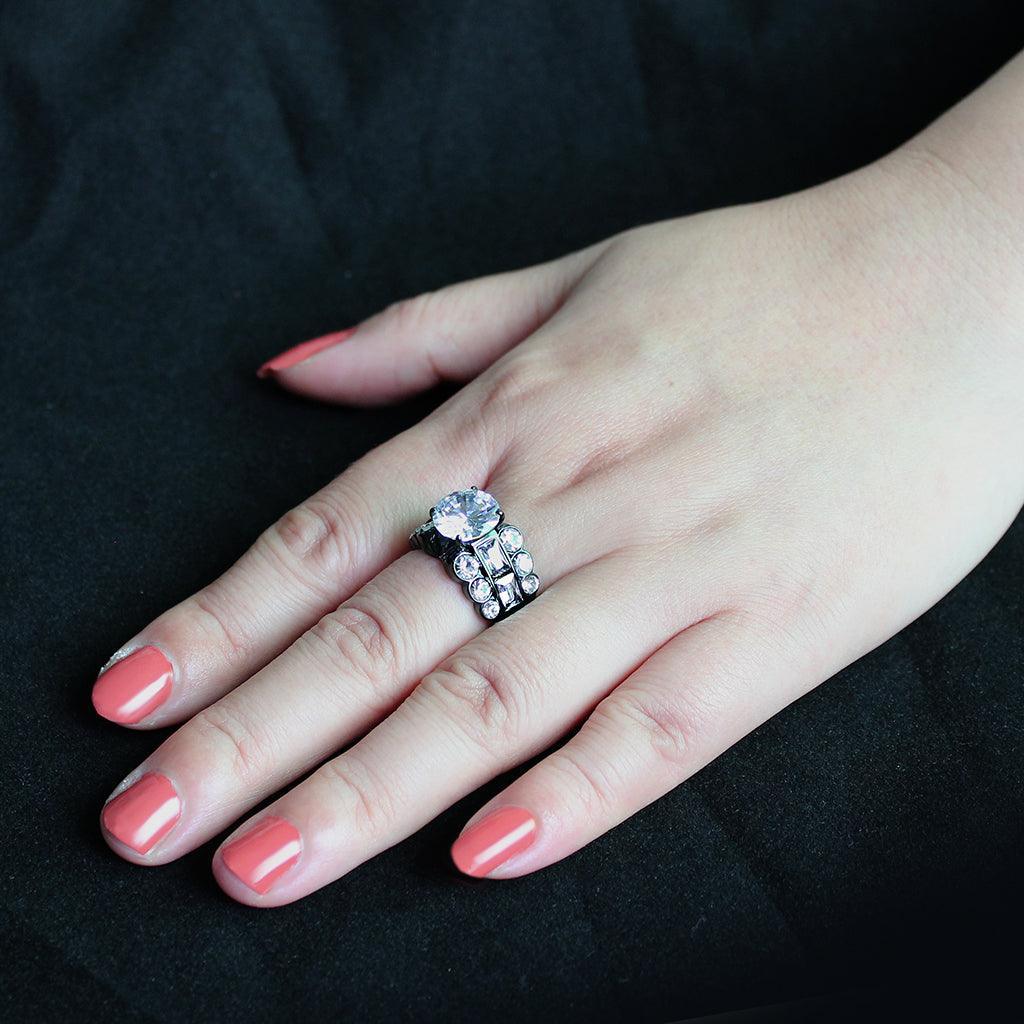 Anillo Color Plata Para Mujeres y Ninas de Acero Inoxidable Con Daimantes en Tercia - Jewelry Store by Erik Rayo