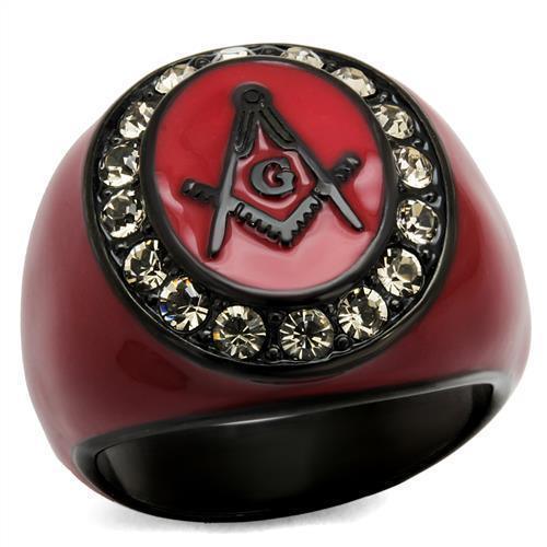 Anillo Color Rojo Para Hombres de Acero Inoxidable Sencillo Logo Masonico - Jewelry Store by Erik Rayo