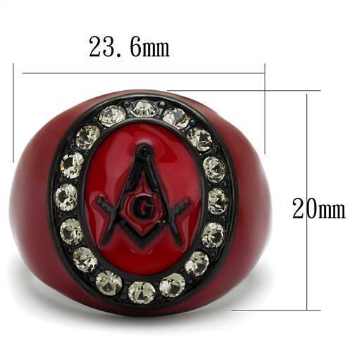 Anillo Color Rojo Para Hombres de Acero Inoxidable Sencillo Logo Masonico - Jewelry Store by Erik Rayo