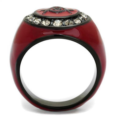 Anillo Color Rojo Para Hombres de Acero Inoxidable Sencillo Logo Masonico - Jewelry Store by Erik Rayo