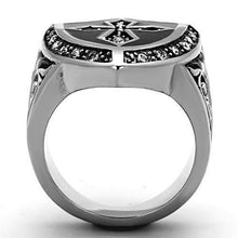 Load image into Gallery viewer, Anillo cruz escudo Caballeros Templarios para hombre de acero inoxidable con negro cz - Jewelry Store by Erik Rayo
