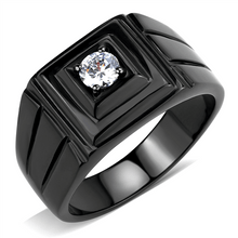 Load image into Gallery viewer, Anillo cuadrado solitario negro hombre de acero inoxidable - Jewelry Store by Erik Rayo
