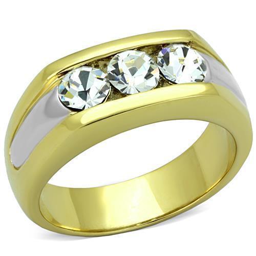 Anillo Dos Tonos Para Hombres de Acero Inoxidable Tres Diamantes - Jewelry Store by Erik Rayo