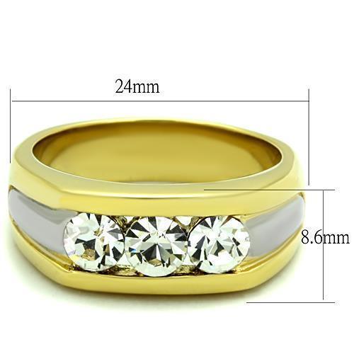 Anillo Dos Tonos Para Hombres de Acero Inoxidable Tres Diamantes - Jewelry Store by Erik Rayo