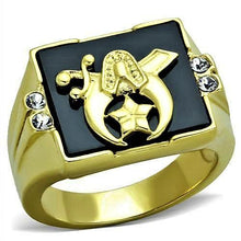 Load image into Gallery viewer, Anillo Mason ónix negro dorado color oro para hombre acero inoxidable - Jewelry Store by Erik Rayo
