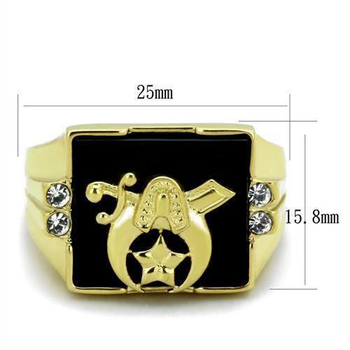 Anillo Mason ónix negro dorado color oro para hombre acero inoxidable - Jewelry Store by Erik Rayo