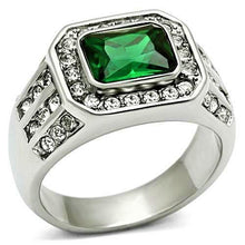 Load image into Gallery viewer, Anillo para hombre esmeralda verde de acero inoxidable con circonita cúbica de 3.45 quilates - Jewelry Store by Erik Rayo
