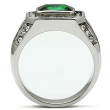 Load image into Gallery viewer, Anillo para hombre esmeralda verde de acero inoxidable con circonita cúbica de 3.45 quilates - Jewelry Store by Erik Rayo
