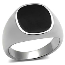 Load image into Gallery viewer, Anillo piedra negra para hombre de banda de acero inoxidable corte redondo - Jewelry Store by Erik Rayo
