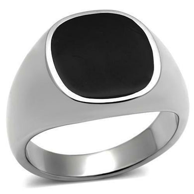 Anillo piedra negra para hombre de banda de acero inoxidable corte redondo - Jewelry Store by Erik Rayo