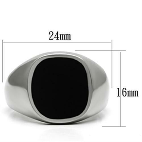 Anillo piedra negra para hombre de banda de acero inoxidable corte redondo - Jewelry Store by Erik Rayo