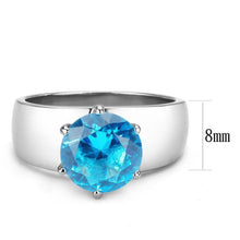 Load image into Gallery viewer, Aquamarine Blue Silver Womens Ring Solitaire Stainless Steel Zircoin Anillo Azul y Plata Para Mujer Solitario Acero Inoxidable - Jewelry Store by Erik Rayo
