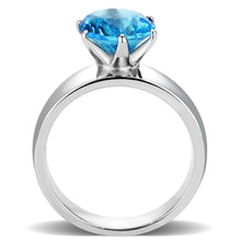Load image into Gallery viewer, Aquamarine Blue Silver Womens Ring Solitaire Stainless Steel Zircoin Anillo Azul y Plata Para Mujer Solitario Acero Inoxidable - Jewelry Store by Erik Rayo
