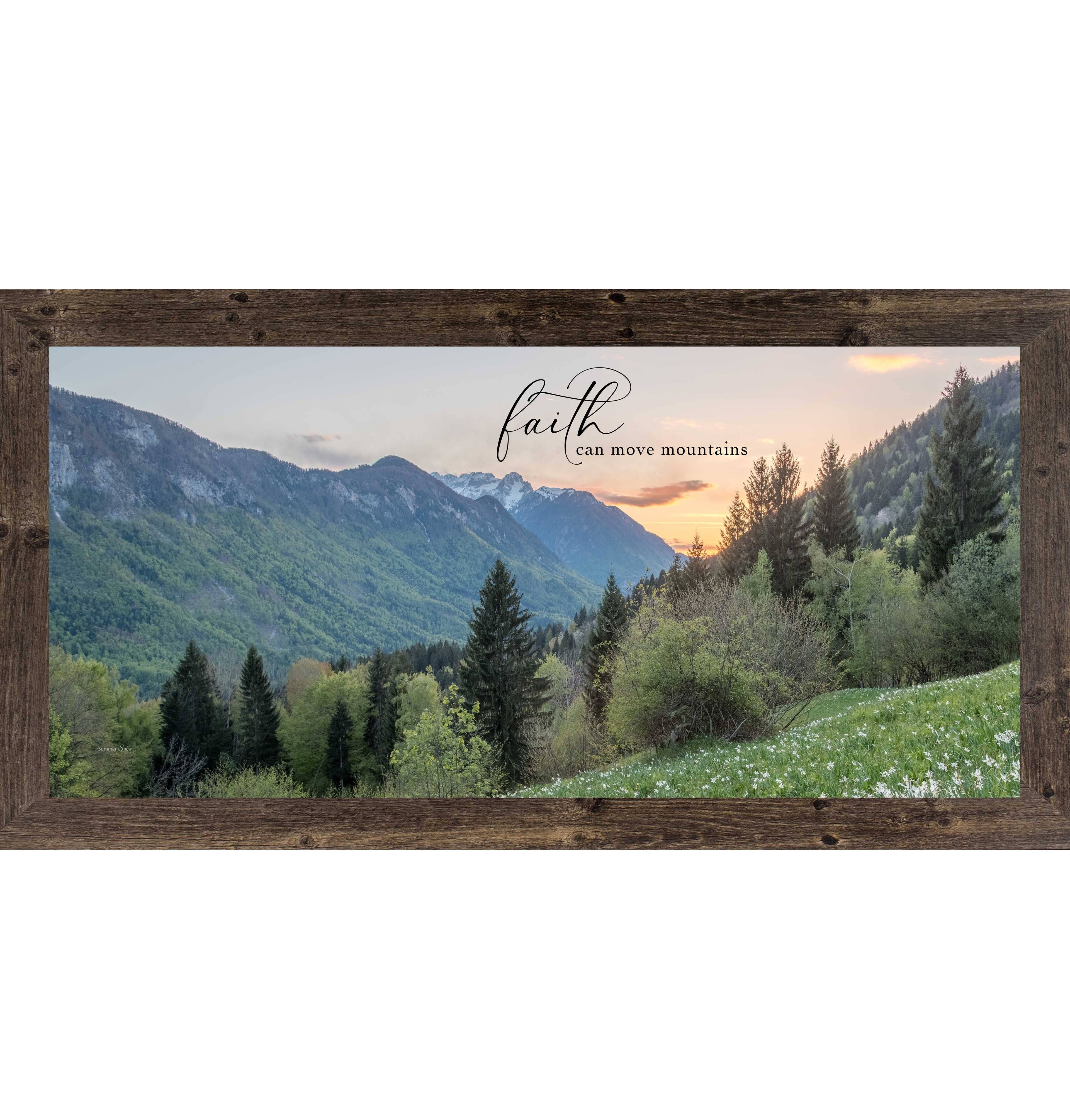 Faith Can Move Mountains Wall Art – Scenic Mountain Sunrise Inspirational Quote (SA2010)