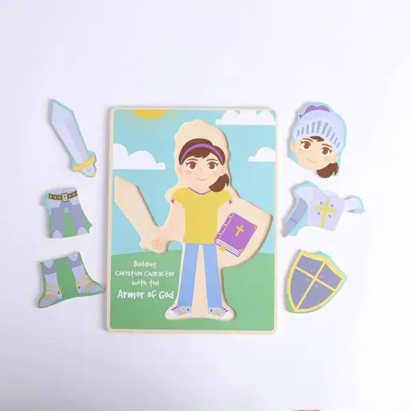 Puzzle Wood Armor Of God Build-A-Kid Girl