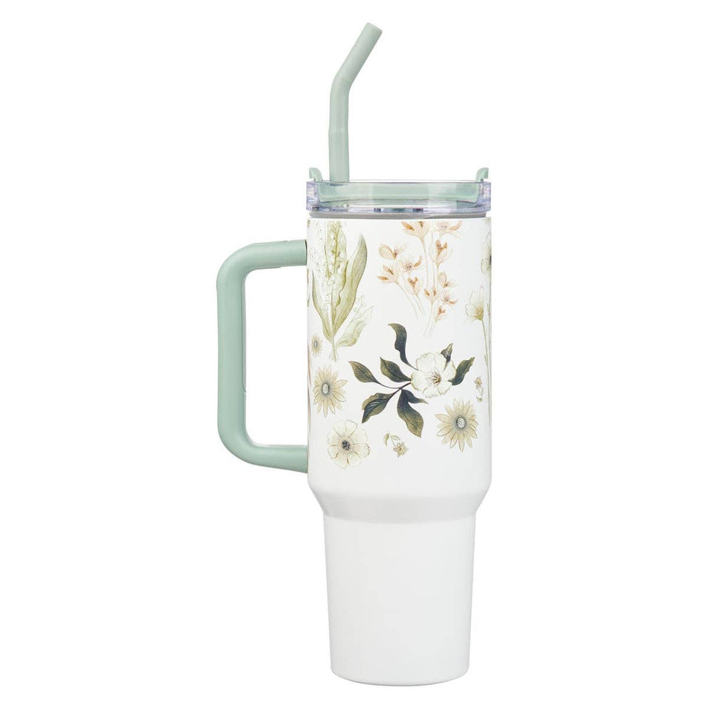 Tumbler w/straw SS Green Ps. 46:10