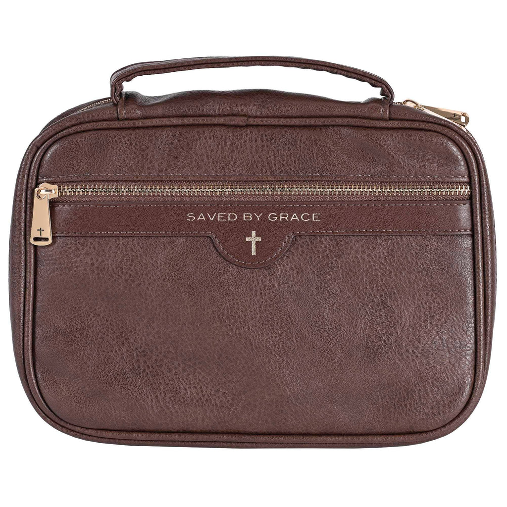 White Dove Bible Case Saved By Grace Brown XLarge