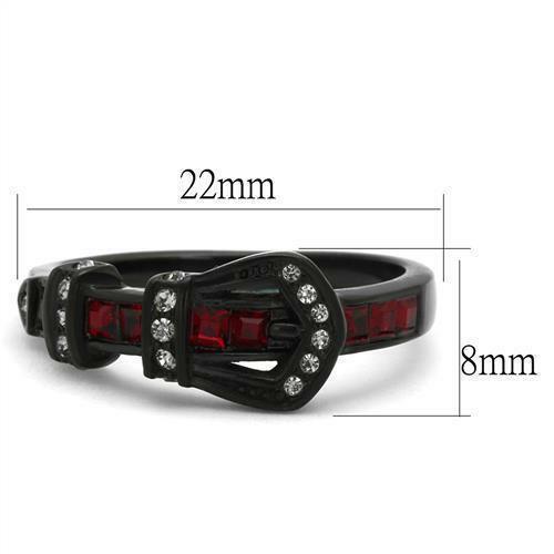 Belt Buckle Black Stainless Steel Red Ruby CZ Crystal Belt Women's Party Ring - Jewelry Store by Erik Rayo