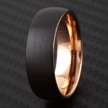 Load image into Gallery viewer, Black and Rose Gold Wedding Band Ring - Tungsten Engagement Band for Men &amp; Women 8mm Satin Finish
