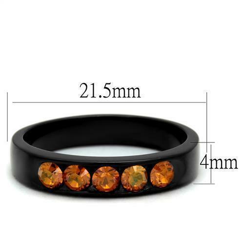 Black Stainless Steel Round Orange Champagne CZ Anniversary wedding Band Ring Anillo Para Mujer - Jewelry Store by Erik Rayo