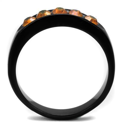 Black Stainless Steel Round Orange Champagne CZ Anniversary wedding Band Ring Anillo Para Mujer - Jewelry Store by Erik Rayo