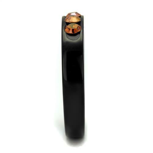 Black Stainless Steel Round Orange Champagne CZ Anniversary wedding Band Ring Anillo Para Mujer - Jewelry Store by Erik Rayo