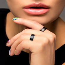 Load image into Gallery viewer, Black and Rose Gold Wedding Band Ring - Tungsten Engagement Band for Men &amp; Women 8mm
