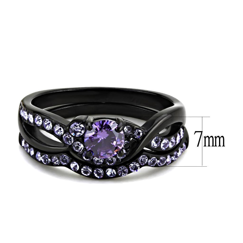 Black Womens Ring Anillo Para Mujer 316L Stainless Steel Ring with AAA Grade CZ in Amethyst - Jewelry Store by Erik Rayo