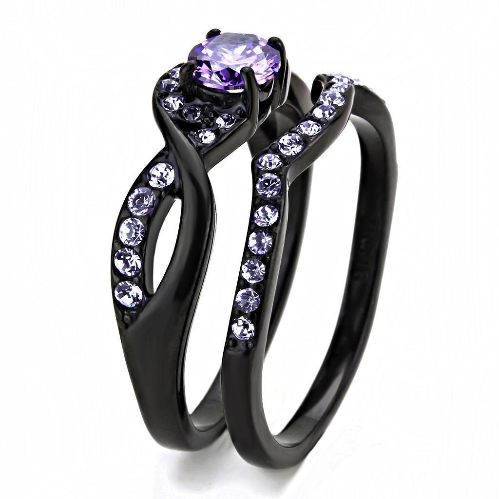 Black Womens Ring Anillo Para Mujer 316L Stainless Steel Ring with AAA Grade CZ in Amethyst - Jewelry Store by Erik Rayo