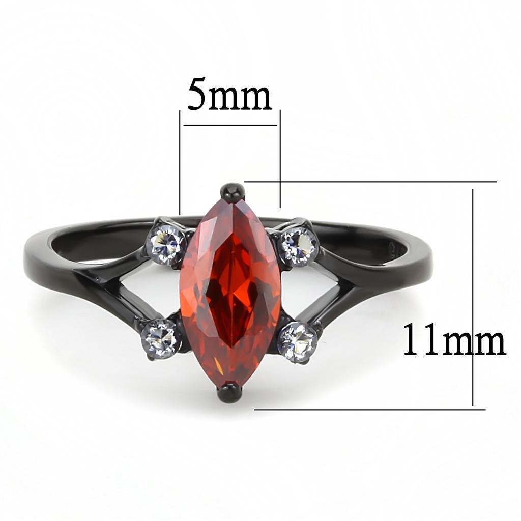 Black Womens Ring Anillo Para Mujer 316L Stainless Steel Ring with AAA Grade CZ in Garnet - Jewelry Store by Erik Rayo