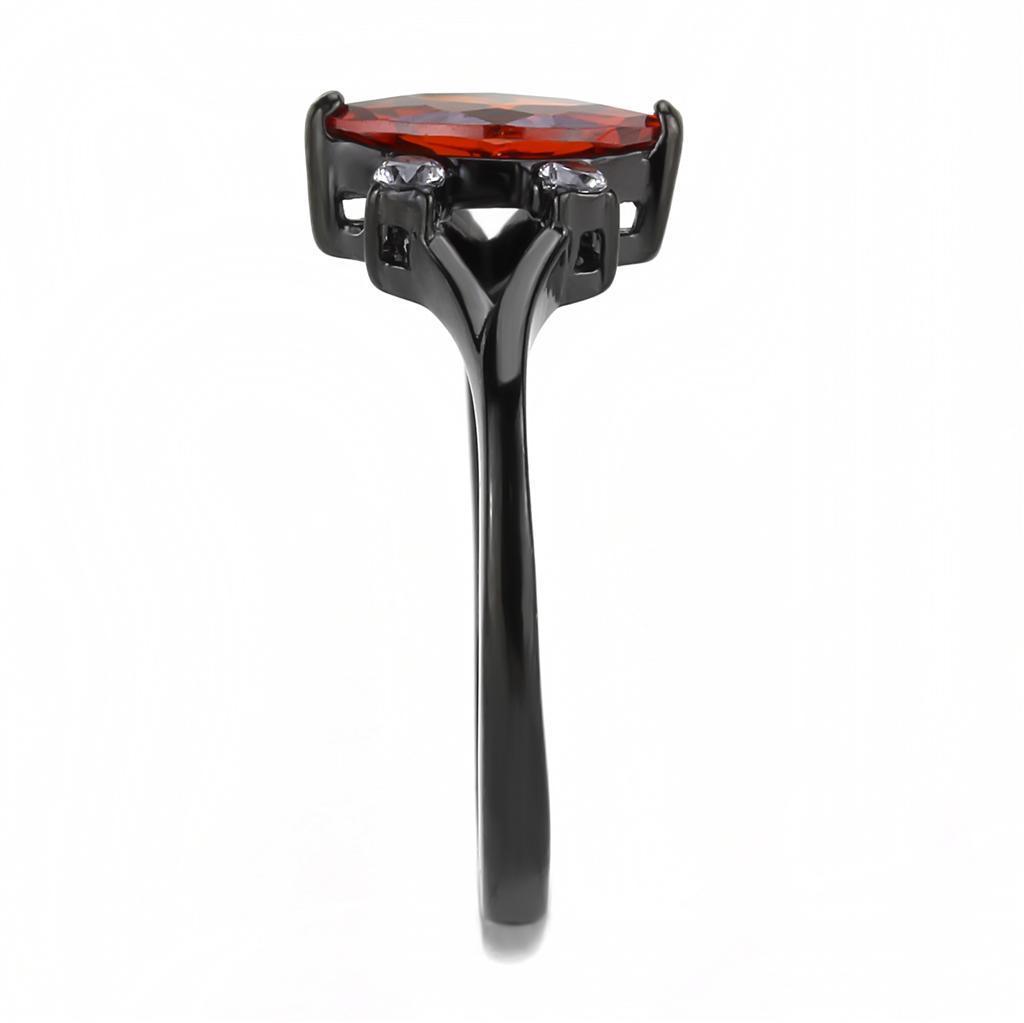 Black Womens Ring Anillo Para Mujer 316L Stainless Steel Ring with AAA Grade CZ in Garnet - Jewelry Store by Erik Rayo