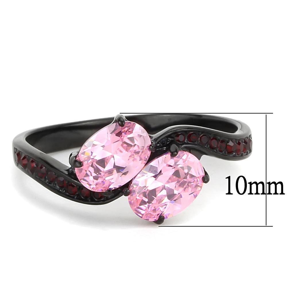Black Womens Ring Anillo Para Mujer Stainless Steel Ring with AAA Grade CZ in Rose - Jewelry Store by Erik Rayo