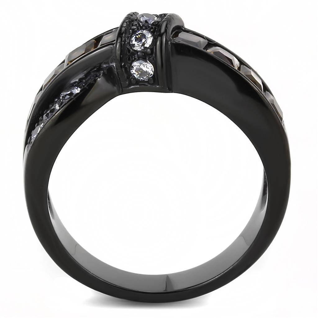 Black Womens Ring Anillo Para Mujer 316L Stainless Steel Ring with Glass in Brown - Jewelry Store by Erik Rayo