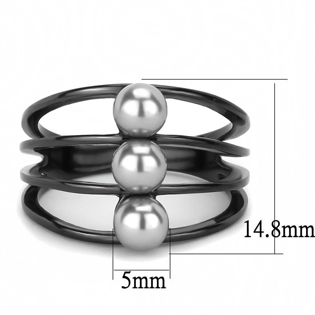 Black Womens Ring Anillo Para Mujer 316L Stainless Steel Ring with Pearl in Gray - Jewelry Store by Erik Rayo