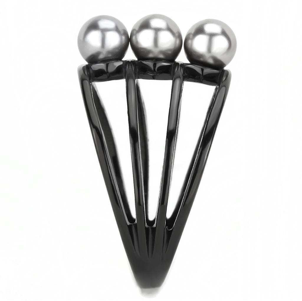 Black Womens Ring Anillo Para Mujer 316L Stainless Steel Ring with Pearl in Gray - Jewelry Store by Erik Rayo