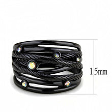 Load image into Gallery viewer, Black Womens Ring Anillo Para Mujer Unisex 316L Stainless Steel Ring with Top Grade Crystal in Aurora Borealis (Rainbow Effect) - Jewelry Store by Erik Rayo
