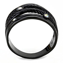 Load image into Gallery viewer, Black Womens Ring Anillo Para Mujer Unisex 316L Stainless Steel Ring with Top Grade Crystal in Aurora Borealis (Rainbow Effect) - Jewelry Store by Erik Rayo
