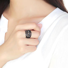 Load image into Gallery viewer, Black Womens Ring Anillo Para Mujer Unisex 316L Stainless Steel Ring with Top Grade Crystal in Aurora Borealis (Rainbow Effect) - Jewelry Store by Erik Rayo

