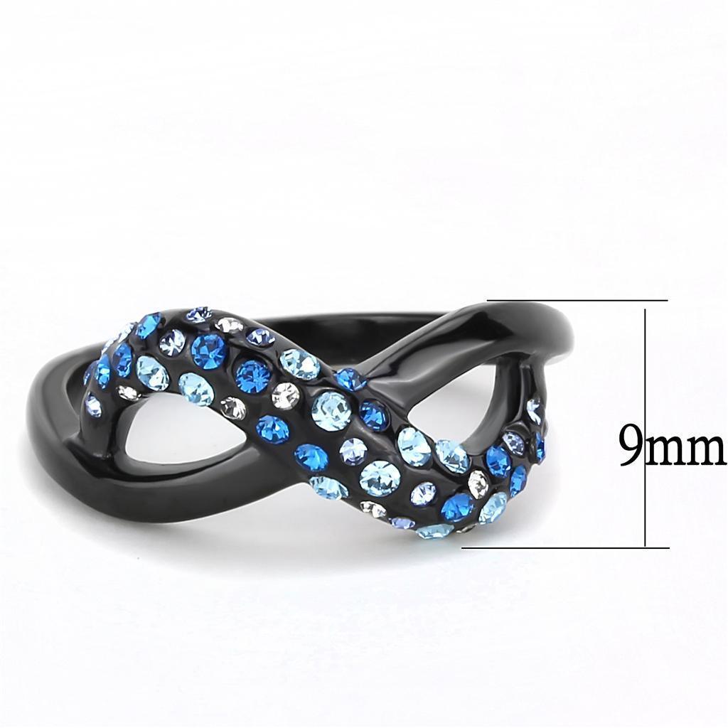 Black Womens Ring Anillo Para Mujer 316L Stainless Steel Ring with Top Grade Crystal in Multi Color - Jewelry Store by Erik Rayo